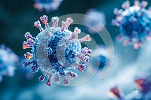 Close-up of virus particles highlighting microscopic structures