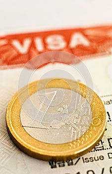 Close up or Visa and Euro.