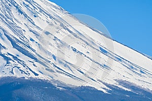 Close up volcano peak of mount fuji, Japan