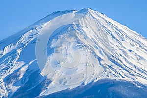 Close up volcano peak of mount fuji, Japan