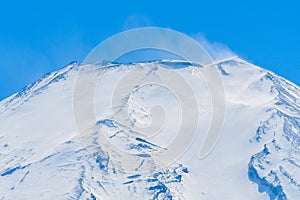 Close up volcano peak of mount fuji, Japan