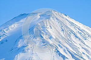 Close up volcano peak of mount fuji, Japan