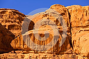 Close-up of Wadi Rum, Jordan sandstone rocks