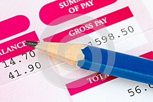 Close up of wage slip