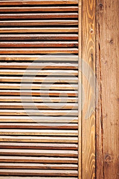 close up of wall made of wooden planks.