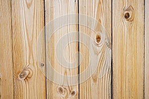 Close up of wall made of wooden planks, white pine planks