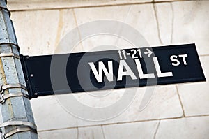 Close up of a Wall street direction sign, New York