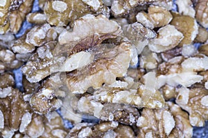 Close up of walnut halves