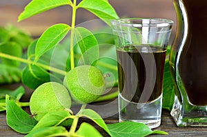 Close up of walnut liqueur