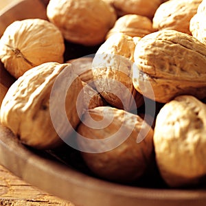 Close up of walnuts in bowl