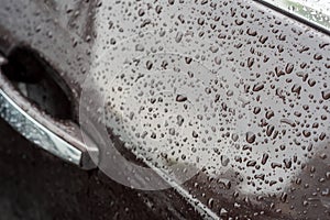 Close up washed car door