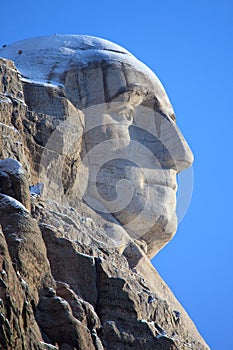 Close-up of Washington at mount Rushmore
