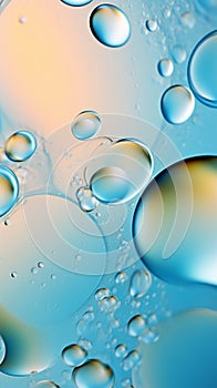 A close up of water bubbles on a blue surface