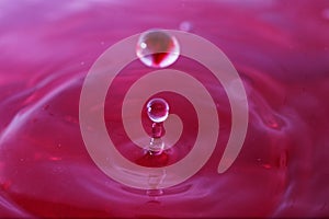 Close up of a water drop falling and impacting on a body of water