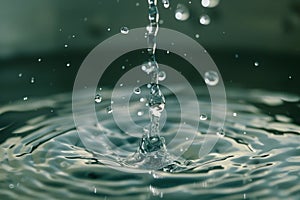 Close up of water drop splash on water surface Ai photo