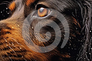 close-up of water droplets flying off a wet dogs fur