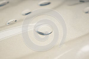 Close up of water droplets on plastic