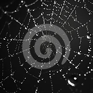 Close-up of water droplets on a spider web