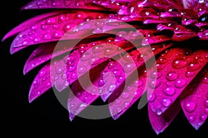 Close up water drops on pink gerbera daisy flower