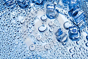 Close up of water drops on silver background