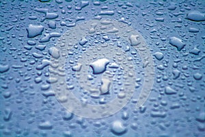 Close-up of water drops on a smooth surface.