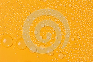 Close up of water drops on yellow tone background. Abstract Black and White