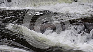 Close up water flowing down a waterfall