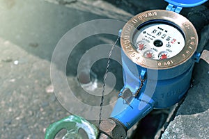 Close up water meter in thailand.