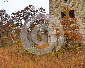 Close up of the Water tower ruins of the HaHa Tonka Castle