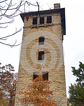 Close up of the Water tower ruins of the HaHa Tonka Castle