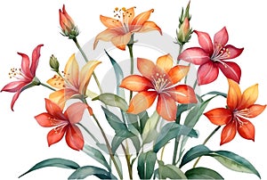 Close-up of a watercolor painting of a Penta flower. Ai-Generated