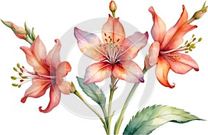 Close-up of a watercolor painting of a Penta flower. Ai-Generated