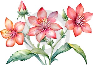 Close-up of a watercolor painting of a Penta flower. Ai-Generated