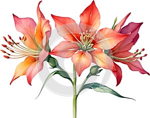 Close-up of a watercolor painting of a Penta flower. Ai-Generated