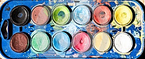 Close up of watercolours palette photo