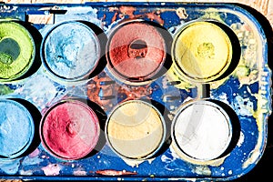 Close up of watercolours palette photo