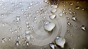 Close up of waterdrops on a raincoat