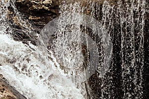 Close-up of a waterfall. Background