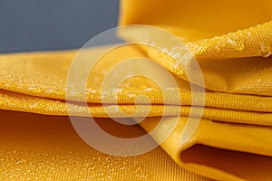 Close-up waterproof and water repellent fabric with impregnation.