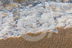 Close-up of a wave hitting a beach