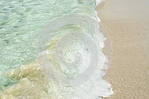 Close up of a Wave of mediterranean clear water photo