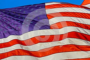 Close up of waved flag of United States of America