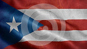 Close up waving flag of Puerto Rico.
