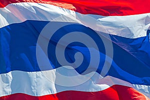 close up waving flag of Thailand