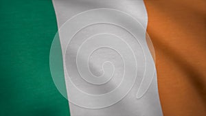 Close up of wavy, colorful Irish flag. Flag of Australia background