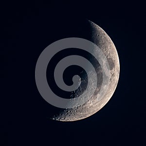 Close up of the Waxing Crescent Moon