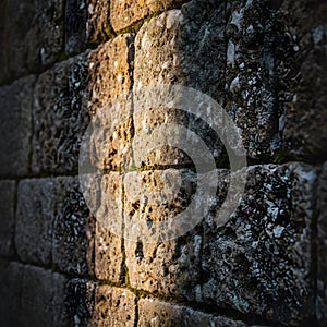 Close-up of Weathered Stone Wall Texture