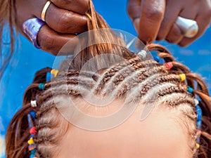 Close-up of weaving of a plait