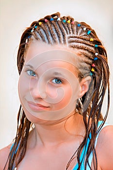 Close-up of weaving of a plait