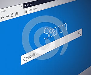 Close-up of Web Browser with secure address bar and search field bar